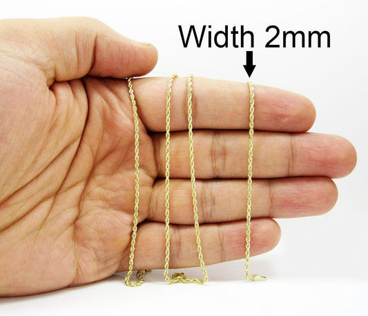 10K Yellow Gold 2MM Hollow Rope Chain