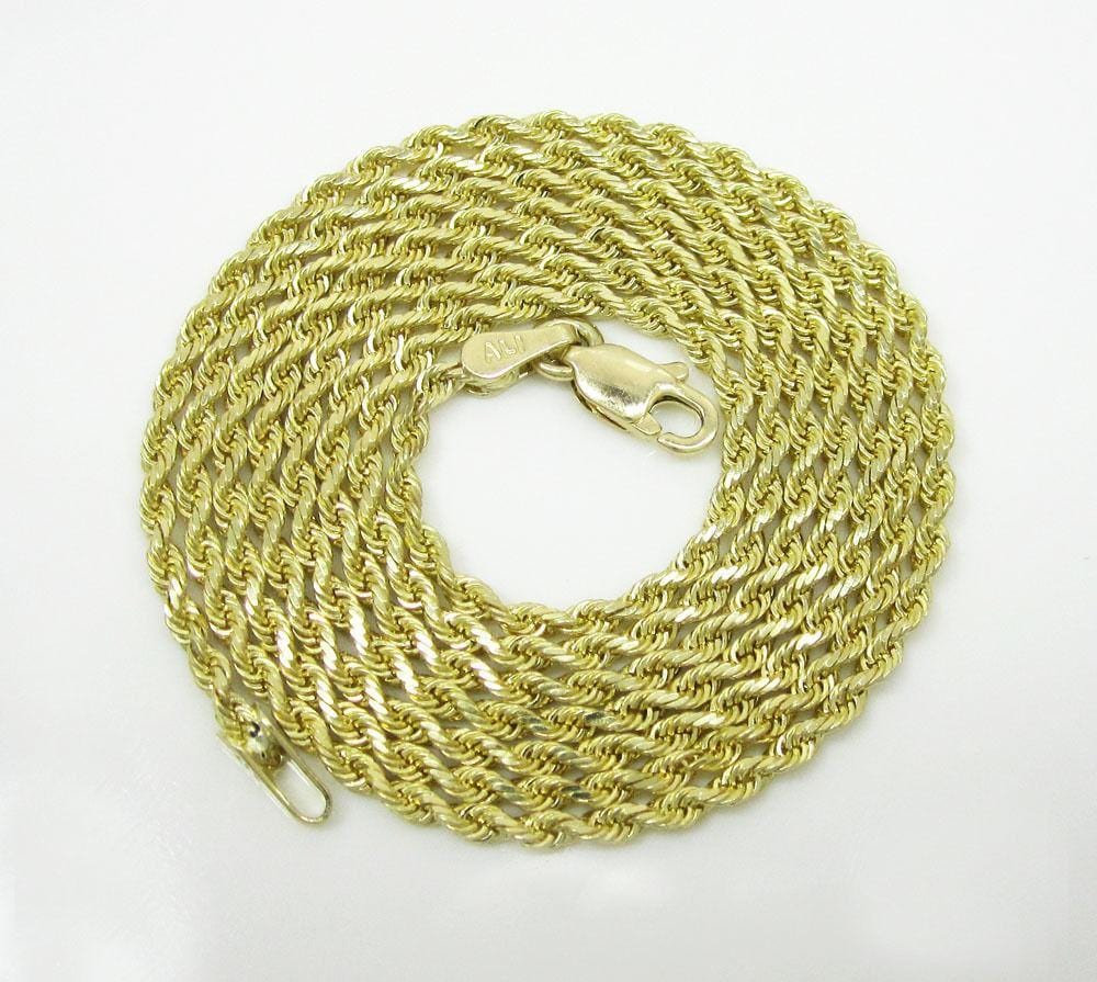 10K Yellow Gold 6MM Hollow Rope Chain Necklace