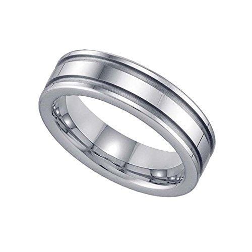 Tungsten Two Groove Comfort-fit 6mm Wedding Band