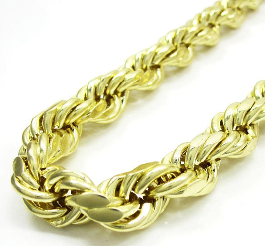 10K Yellow Gold 8MM Rope Chain Diamond Cut Necklace