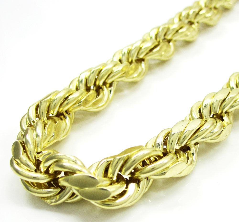 10K Yellow Gold 3.5MM Solid Rope Chain Diamond Cut Necklace