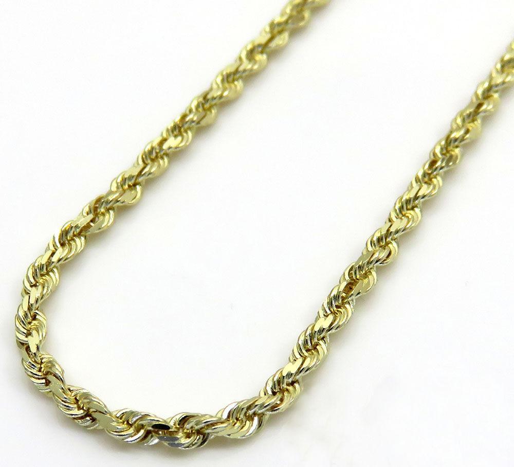 10K Yellow Gold 1MM Solid Rope Chain Diamond Cut Necklace