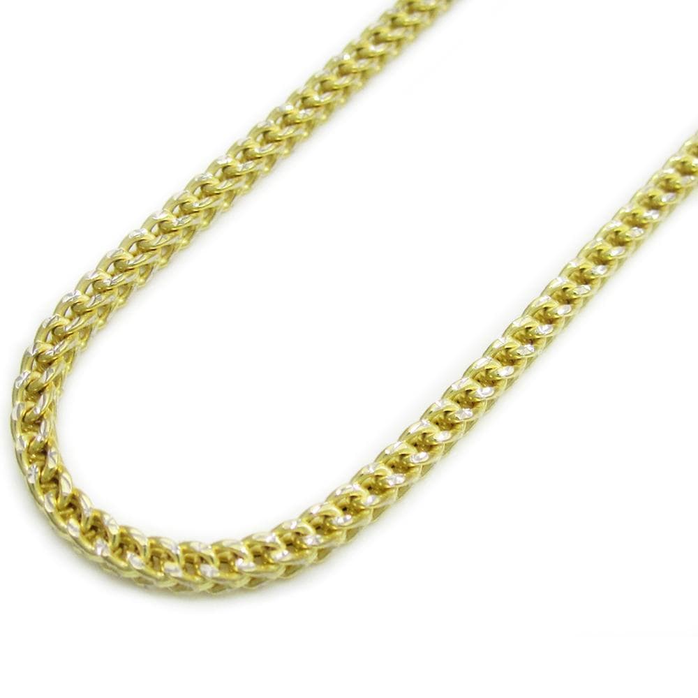 10K Yellow Gold 2MM Pave Hollow Franco Chain