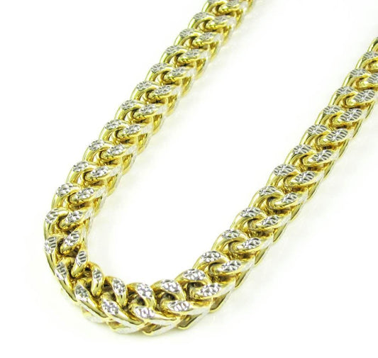 10K Yellow Gold 6MM Pave Hollow Franco Chain