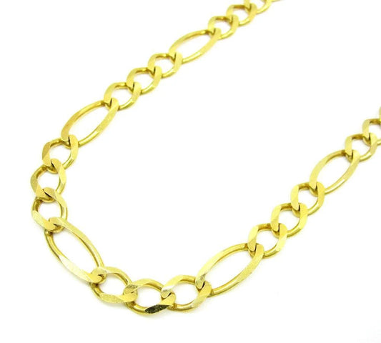 7.5MM 10K Gold Hollow Figaro Link Chain