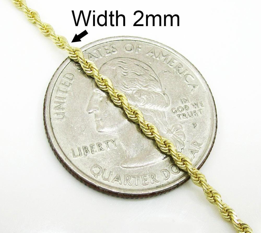 10K Yellow Gold 2MM Hollow Rope Chain