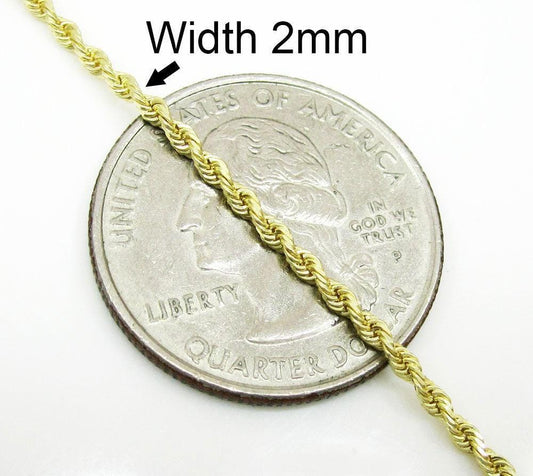 10K Yellow Gold 2.5MM Hollow Rope Chain