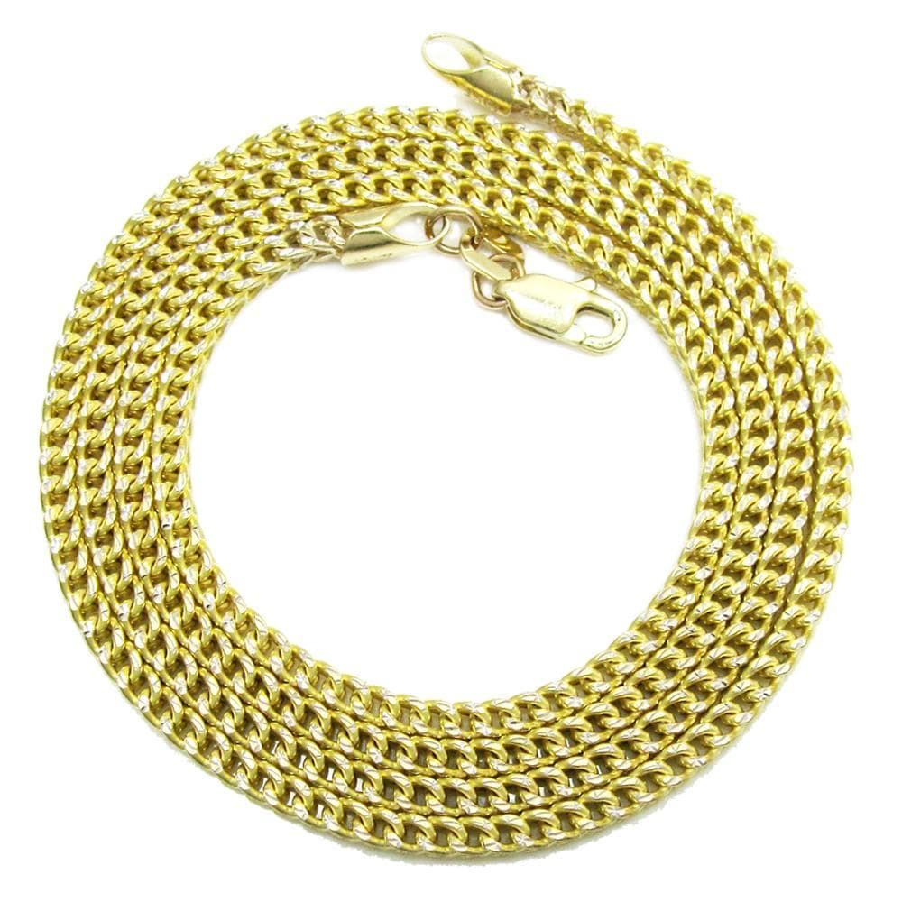 10K Yellow Gold 2MM Pave Hollow Franco Chain
