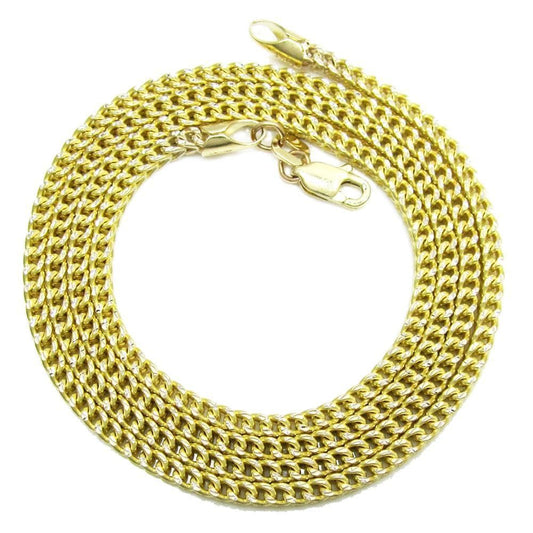 10K Yellow Gold 2MM Pave Hollow Franco Chain