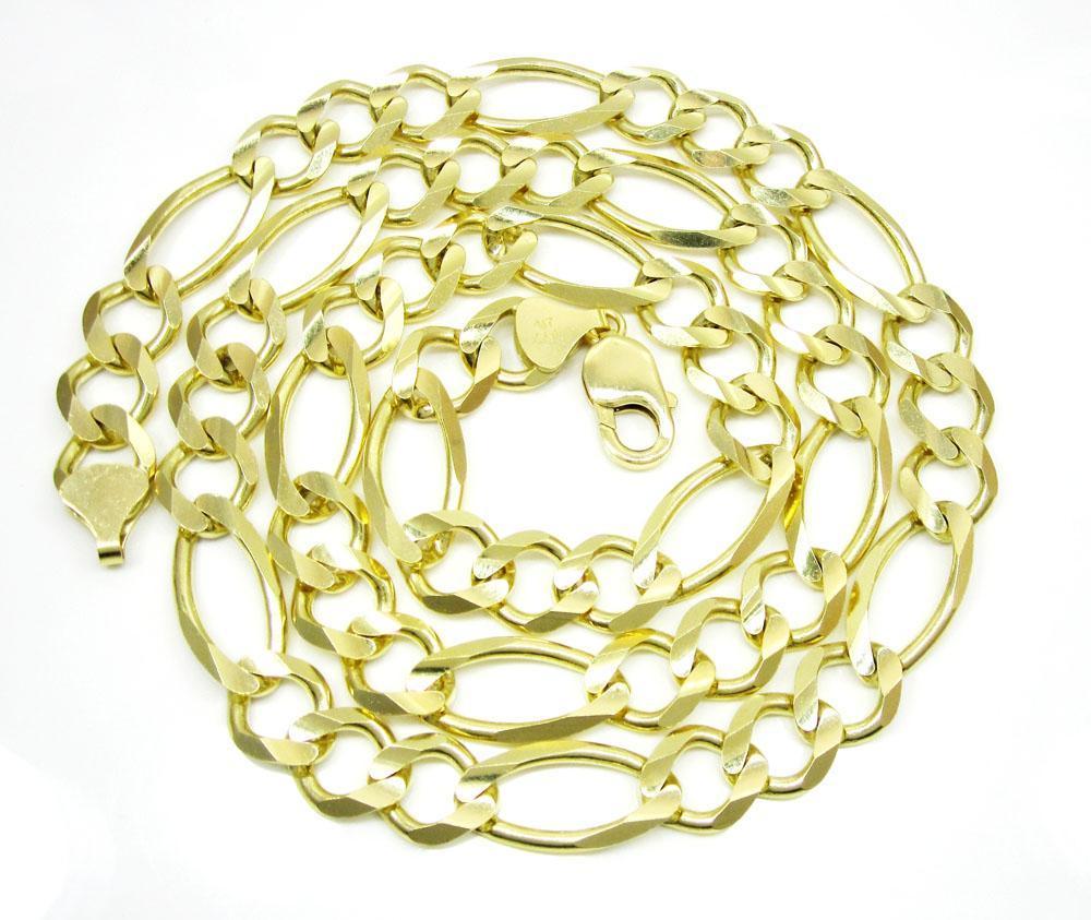 10.5MM 10K Gold Hollow Figaro Link Chain