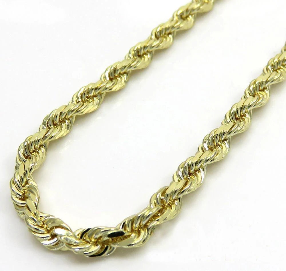 10K Yellow Gold 3MM Rope Chain Diamond Cut Necklace