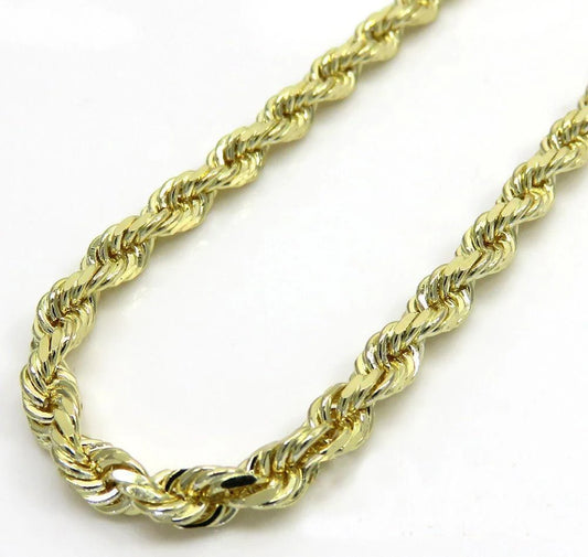 10K Yellow Gold 3MM Rope Chain Diamond Cut Necklace