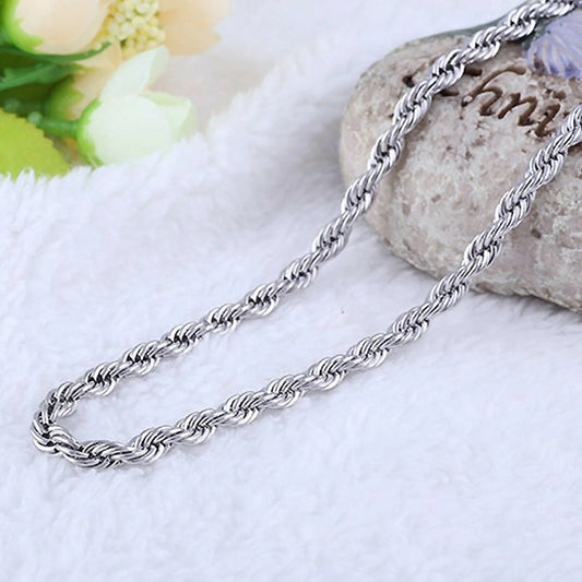 925 Sterling Silver 4MM Rope Chain Necklace