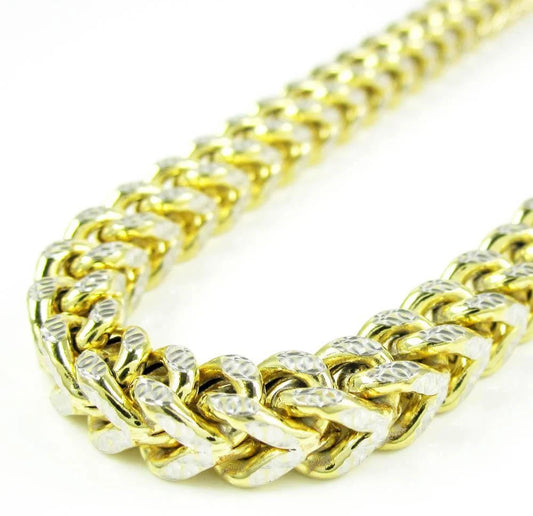 10K Yellow Gold 6MM Pave Hollow Franco Chain