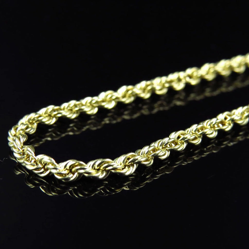 10K Yellow Gold 2MM Rope Chain Diamond Cut Necklace