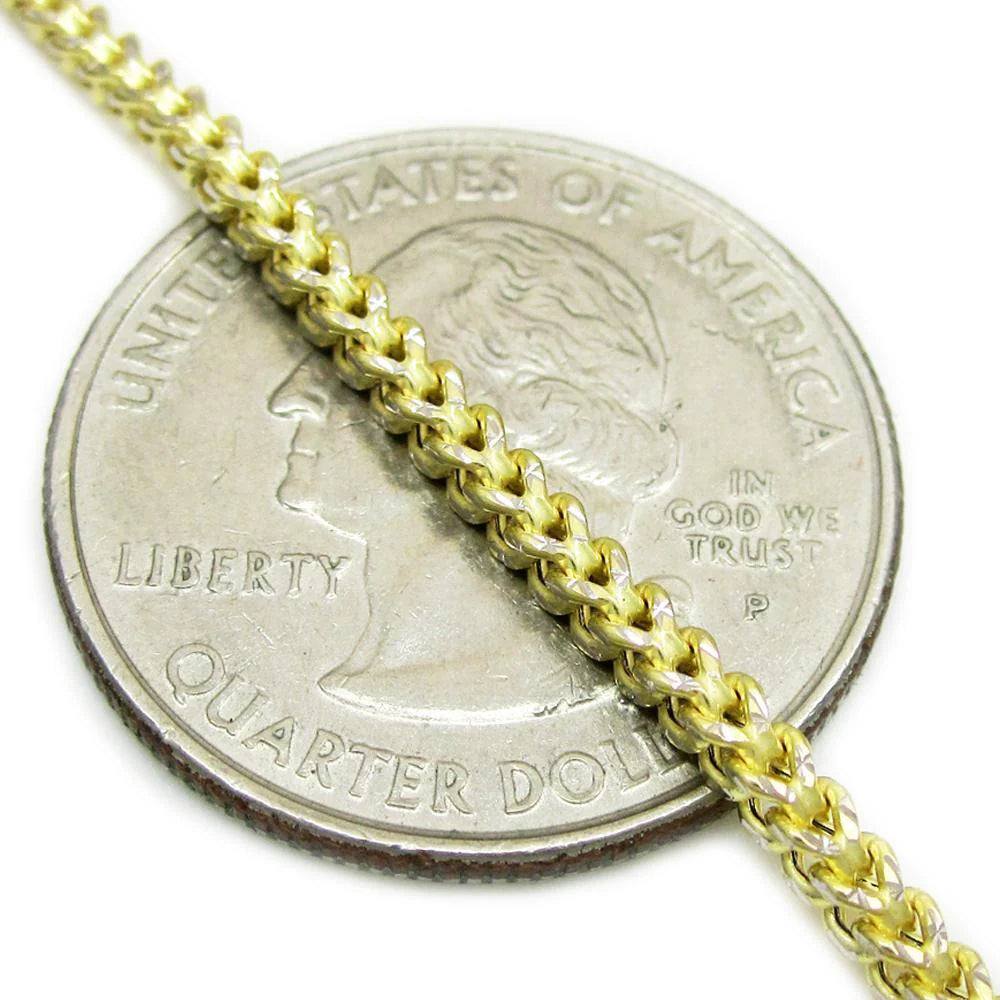 10K Yellow Gold 2MM Pave Hollow Franco Chain