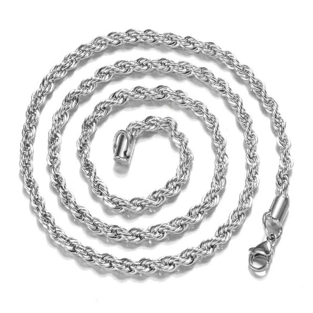925 Sterling Silver 4MM Rope Chain Necklace