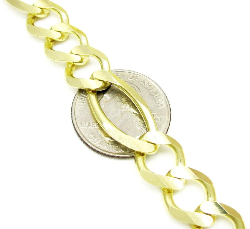 10.5MM 10K Gold Hollow Figaro Link Chain