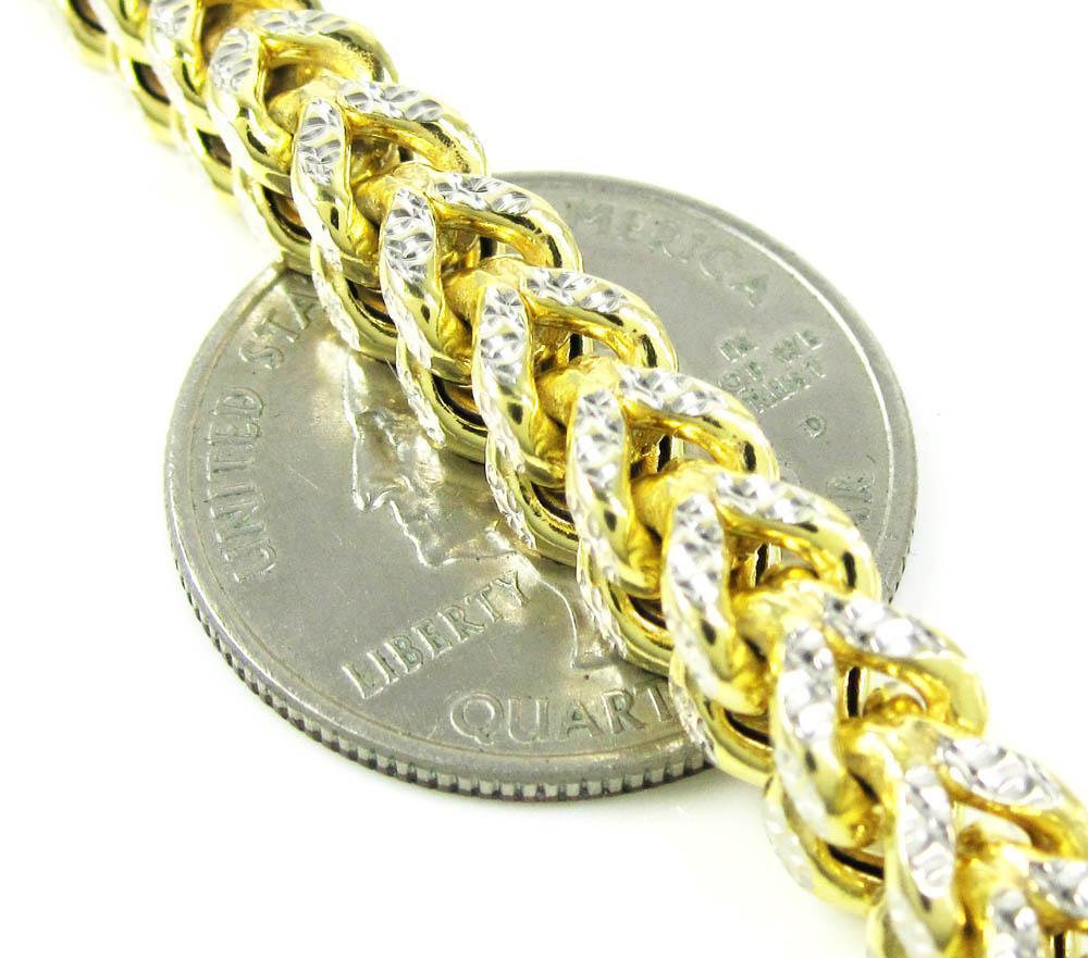 10K Yellow Gold 4.5MM Pave Hollow Franco Chain