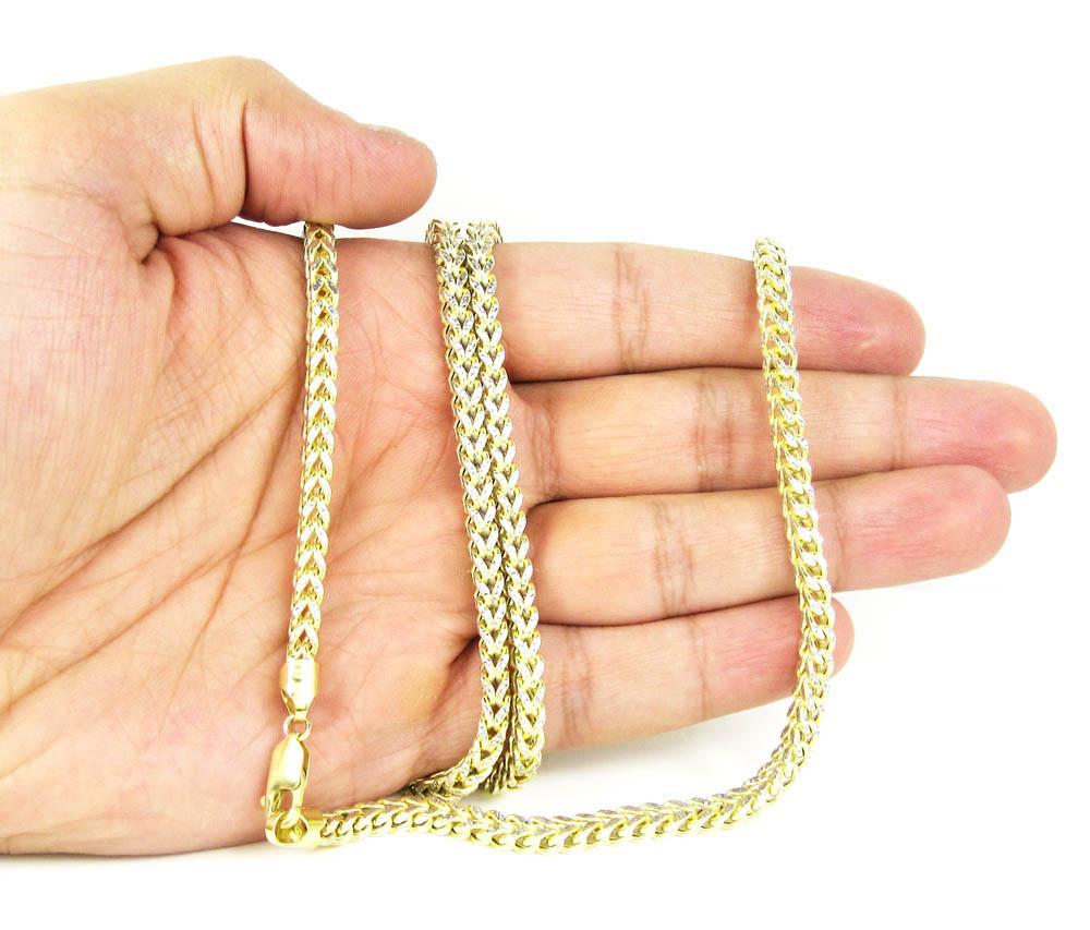 10K Yellow Gold 4.5MM Pave Hollow Franco Chain