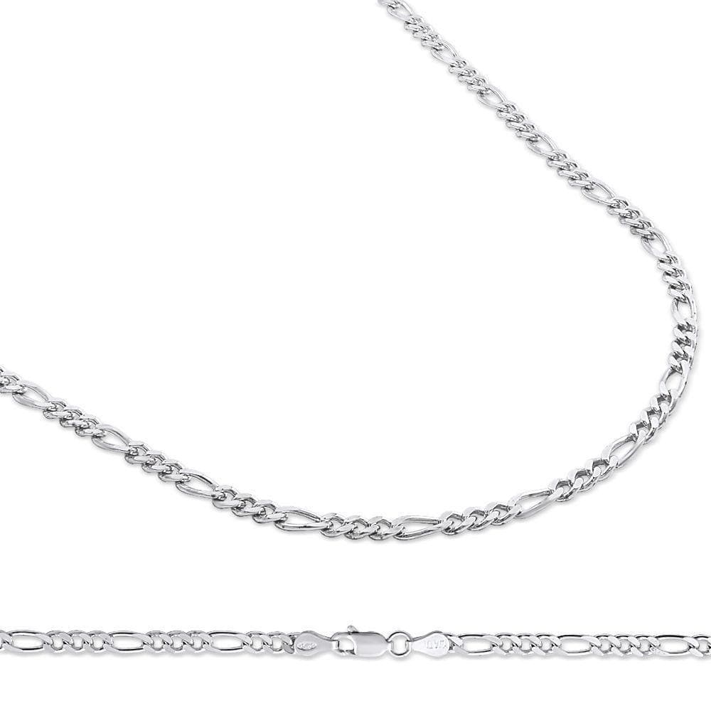 4MM 925 Sterling Silver Figaro Link Chain Necklace