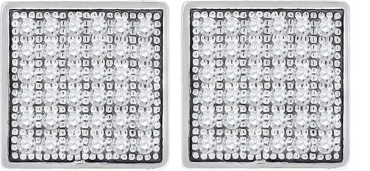 925 Sterling Silver Cubic Zirconia CZ Square Stud Unisex Screw Back Earrings