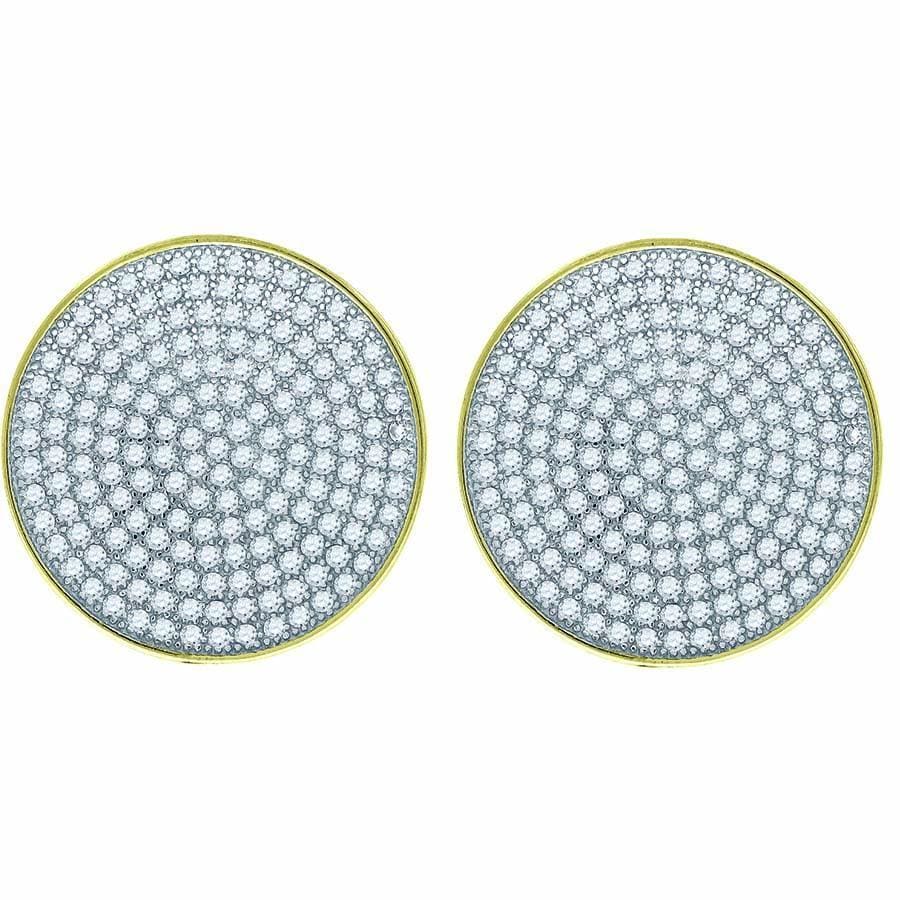 925 Sterling Silver Yellow-tone Cubic Zirconia CZ Cluster Unisex Earrings