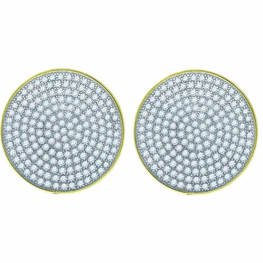 925 Sterling Silver Yellow-tone Cubic Zirconia CZ Cluster Unisex Earrings