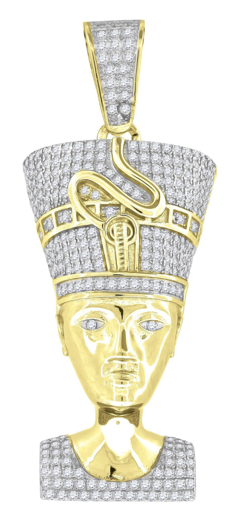 Yellow-tone Sterling Silver Men's Round Cubic Zirconia CZ Charm Pendant