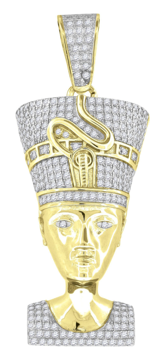 Yellow-tone Sterling Silver Men's Round Cubic Zirconia CZ Charm Pendant