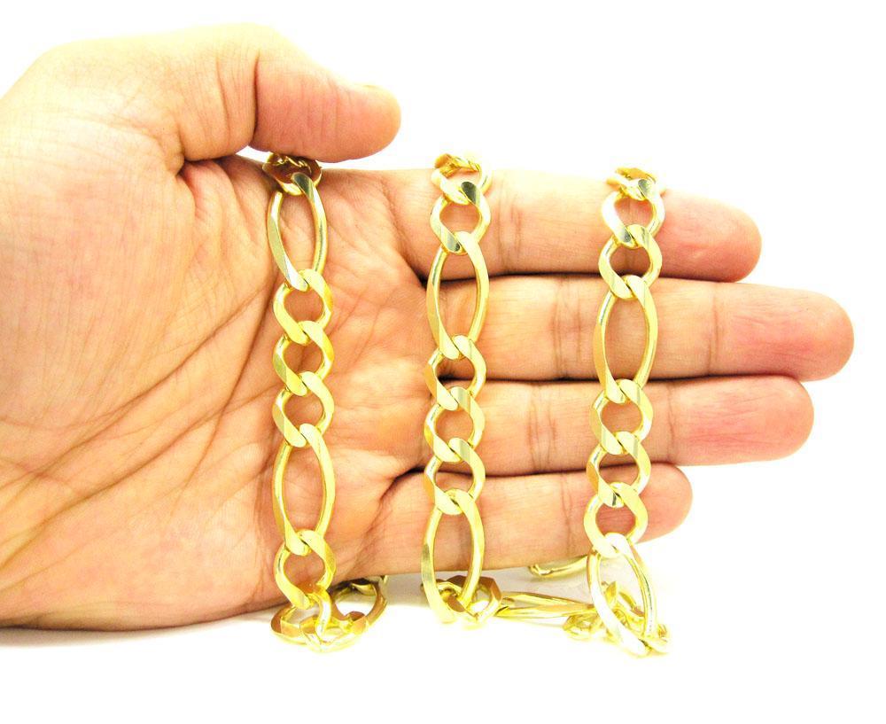10.5MM 10K Gold Hollow Figaro Link Chain