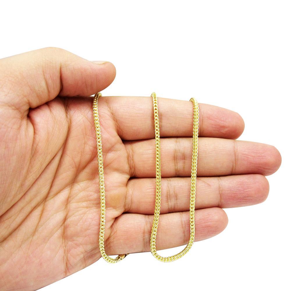 10K Yellow Gold 2MM Pave Hollow Franco Chain