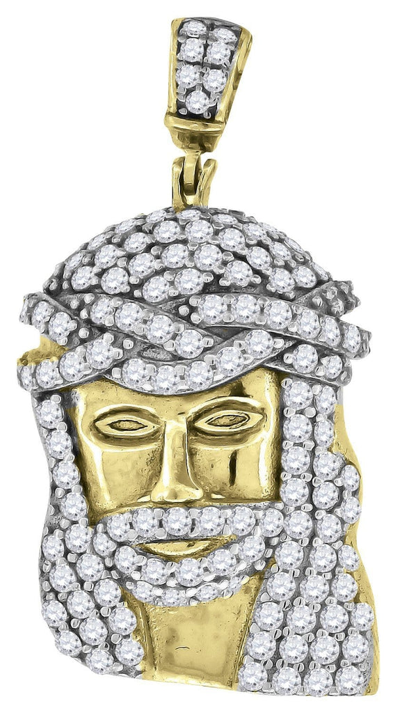 925 Sterling Silver Yellow-tone Cubic Zirconia CZ Jesus Unisex Pendant Charm
