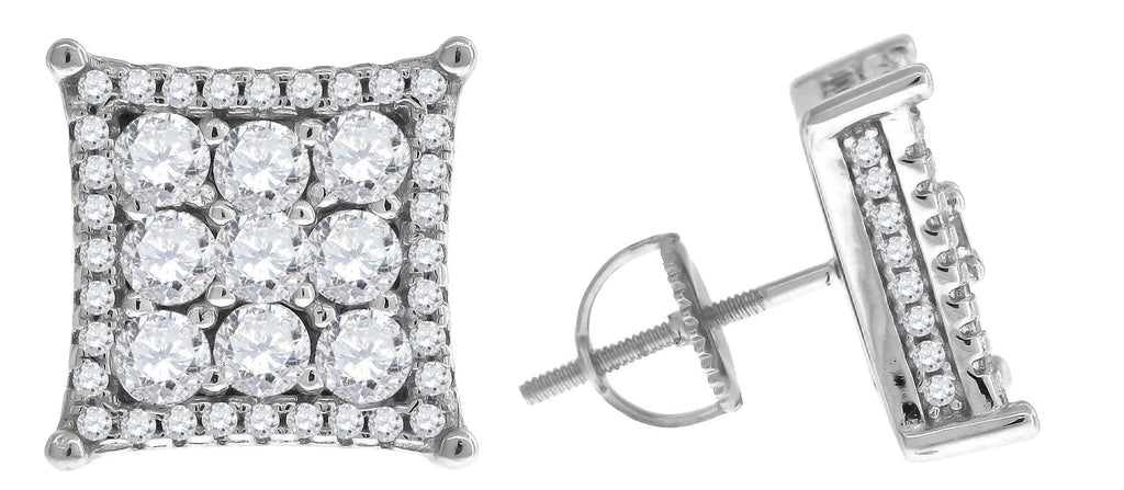 Sterling Silver Women's Round Cubic Zirconia CZ Stud Cluster Fashion Earrings