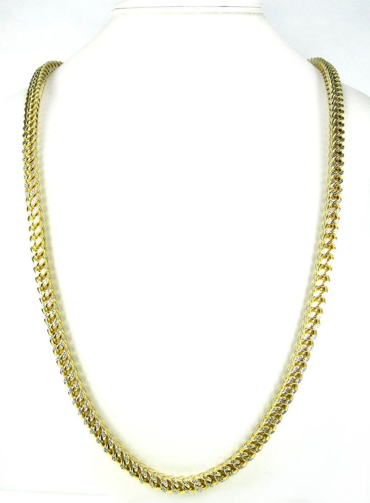 10K Yellow Gold 4.5MM Pave Hollow Franco Chain