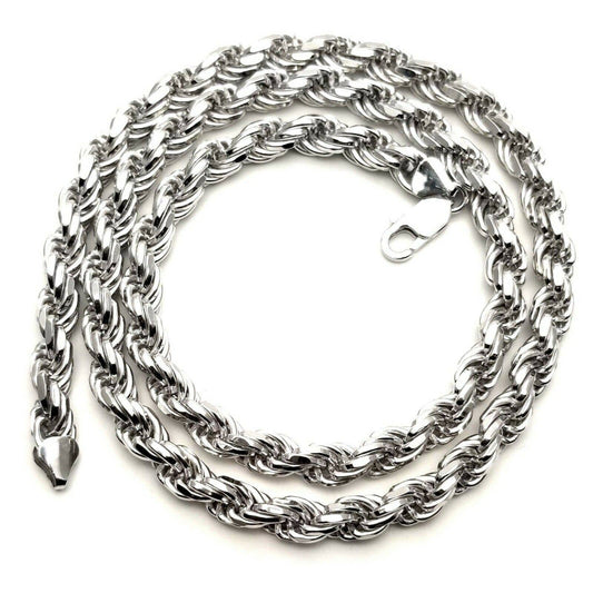 925 Sterling Silver 6MM Rope Chain Necklace