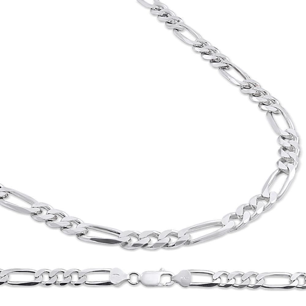 7.5MM 925 Sterling Silver Figaro Link Chain Necklace