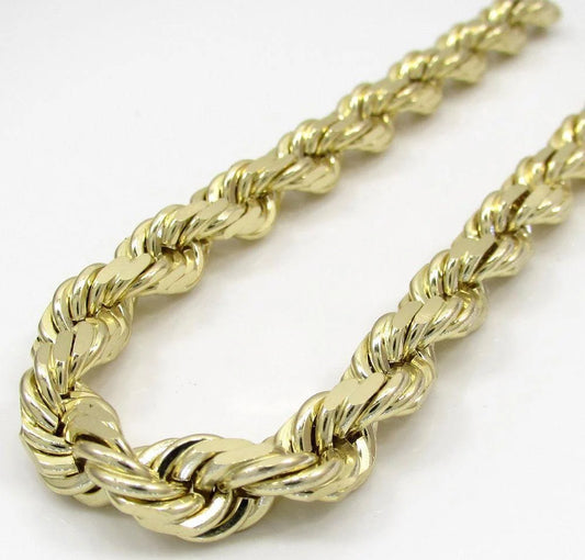 10K Yellow Gold 5MM Solid Rope Chain Diamond Cut Necklace