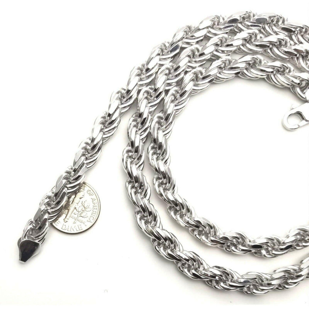 925 Sterling Silver 7MM Rope Chain Necklace