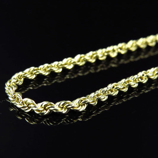 10K Yellow Gold 7MM Hollow Rope Chain Necklace Mens