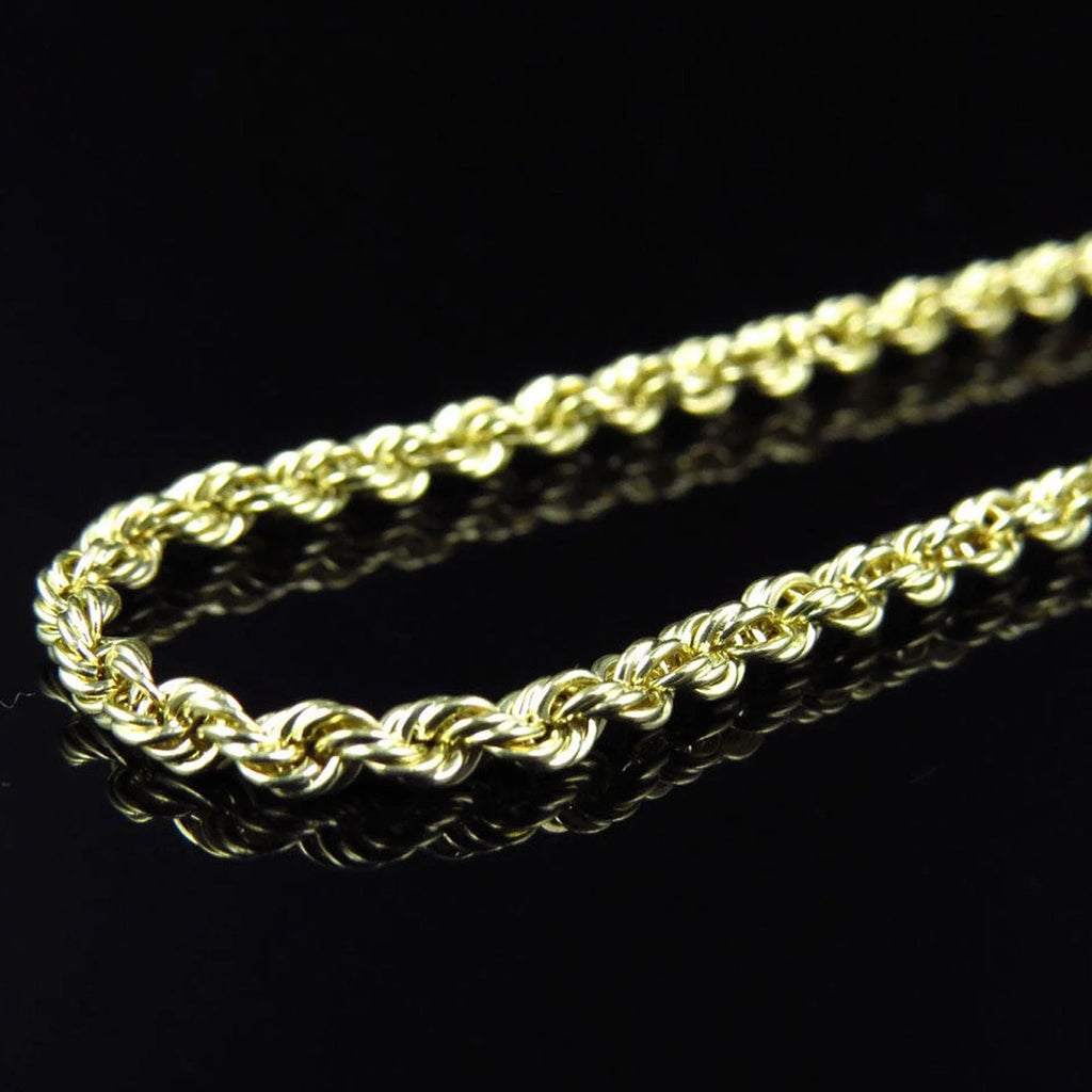 10K Yellow Gold 8MM Hollow Rope Chain Necklace Mens