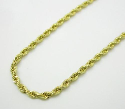 10K Yellow Gold 7MM Hollow Rope Chain Necklace Mens