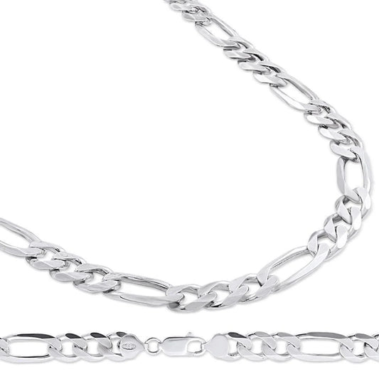 9.5MM 925 Sterling Silver Figaro Link Chain Necklace