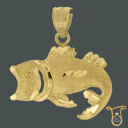 Women Fish Animal 10kt Yellow Gold Fashion Charm Pendant
