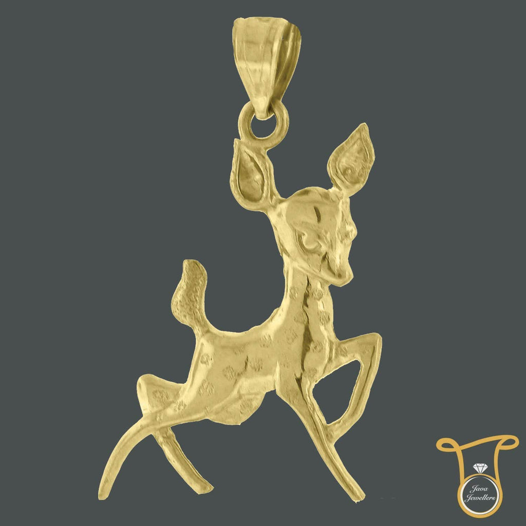 Women's 10kt Yellow Gold Baby Deer Animal Fashion Pendant