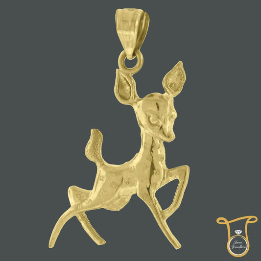 Women's 10kt Yellow Gold Baby Deer Animal Fashion Pendant