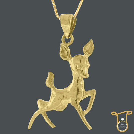 Women's 10kt Yellow Gold Baby Deer Animal Fashion Pendant