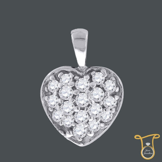 Women's 925 Sterling Silver Round Cubic Zirconia CZ Heart Fashion Pendant