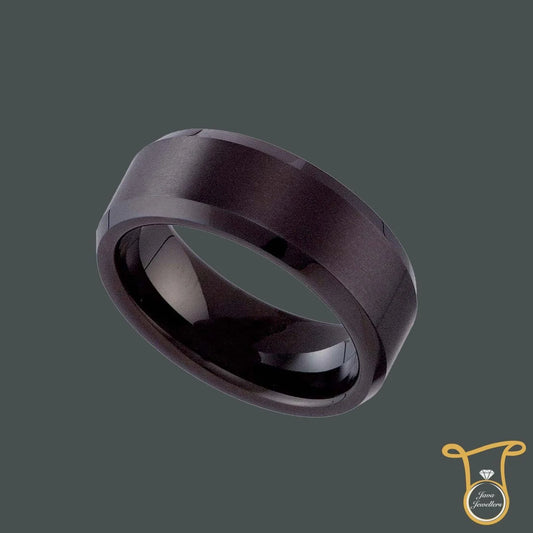 Tungsten Carbide Black Matte Finish 8mm Comfort-fit Wedding Band