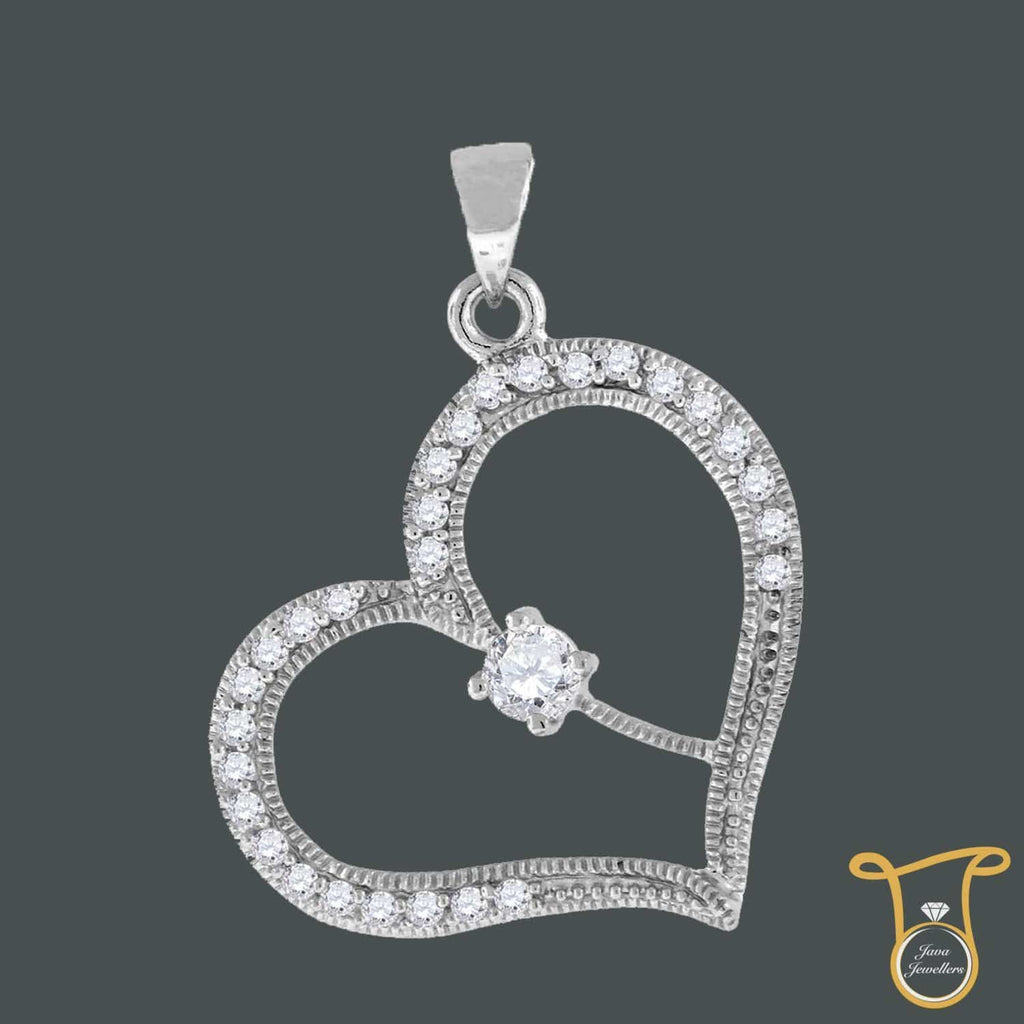 CZ Heart Sterling Silver Womens Round Cubic Zirconia Fashion Pendant